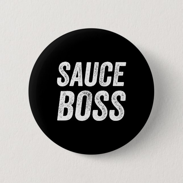 Saucenboss Chef BBQ Koch Essen Humorvoll Button (Vorderseite)