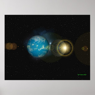 Saucer, der mit der Erde aufwirft Poster