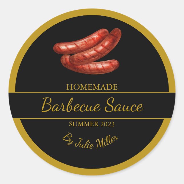 Saucisses maison Étiquette barbecue Sauce barbecue (Devant)