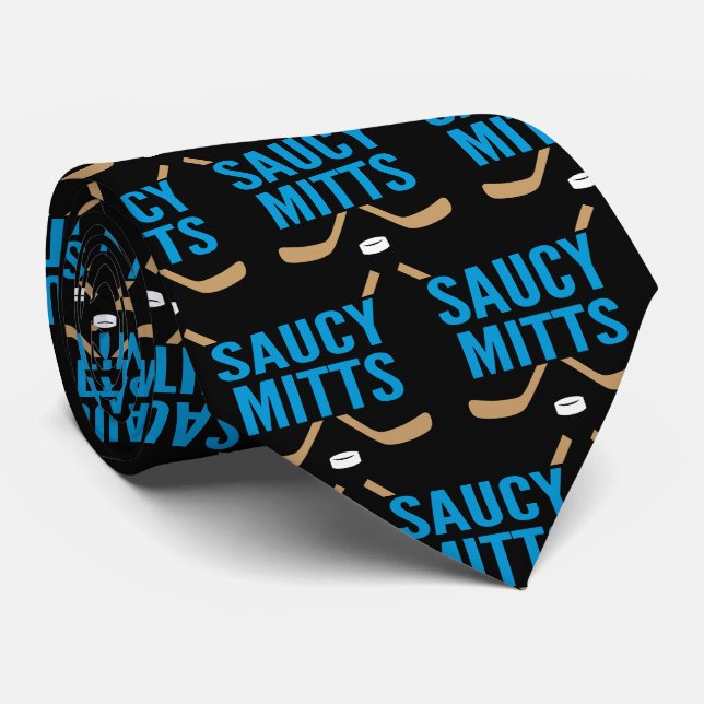 Saucy Mitts Hockey-Logo auf Black Krawatte (Gerollt)
