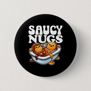 Saucy Nugs Cartoon Food Funny Grillen Sauce Chicke Button