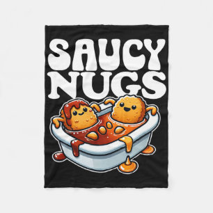 Saucy Nugs Cartoon Food Funny Grillen Sauce Chicke Fleecedecke