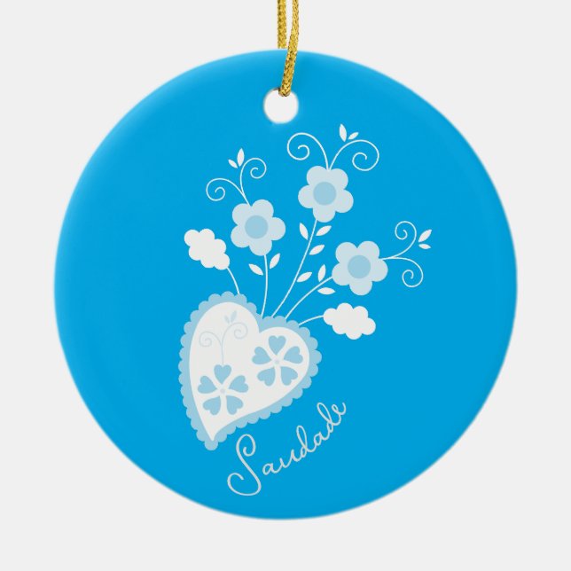 Saudade bedeutet, dass ich dir das portugiesische  keramik ornament (Vorne)