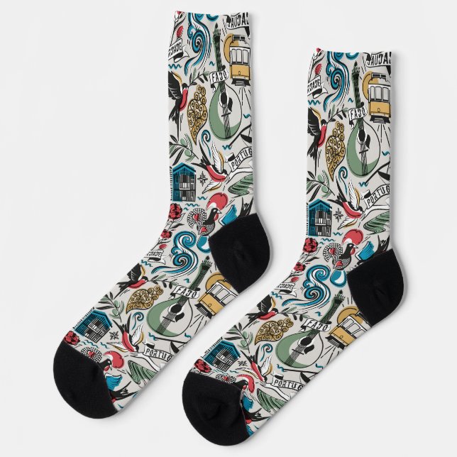 Saudade // populäre Motive aus Portugal Socken (Linkes Detail)