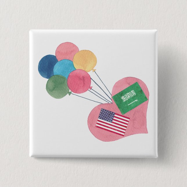 Saudi-amerikanischer quadratischer pinback Knopf Button (Vorderseite)