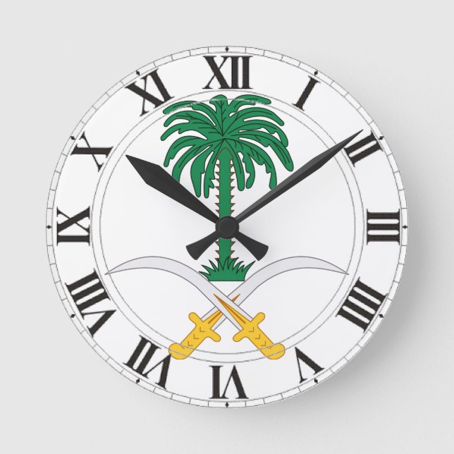 Saudi Arabia Coat of Arms Runde Wanduhr (Vorderseite)