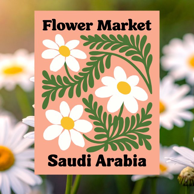 Saudi Arabia Flower Market White Daisy Postkarte (Saudi Arabia Flower Market White Daisy Postcard)