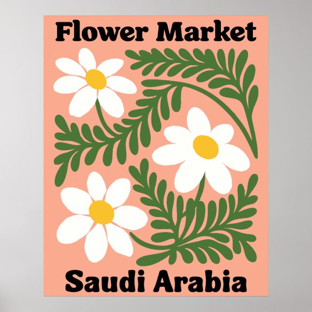 Saudi Arabia Flower Market White Daisy Wall Poster (Vorne)