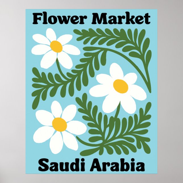 Saudi Arabia Flower Market White Daisy Wall Poster (Vorne)