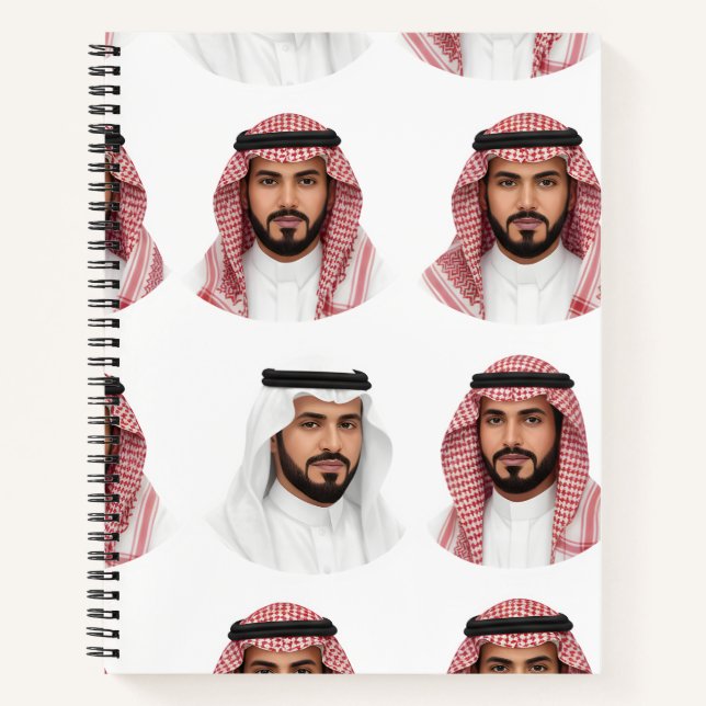 Saudi Arabian Men Portrait Pattern Notizbuch (Vorderseite)