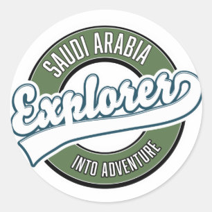 Saudi-Arabien-Entdecker in das Abenteuer-Logo Runder Aufkleber