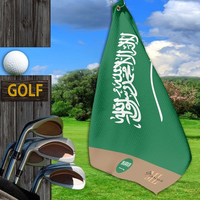 Saudi-Arabien Flagge & Arabien mit Monogramm /Golf Golfhandtuch (Von Creator hochgeladen)