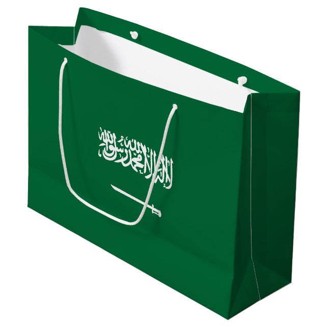 Saudi-Arabien-Flagge Große Geschenktüte (Vorderseite Schrägansicht)