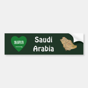 Saudi-Arabien-Flagge Herz + Karte Aufkleber Autoaufkleber