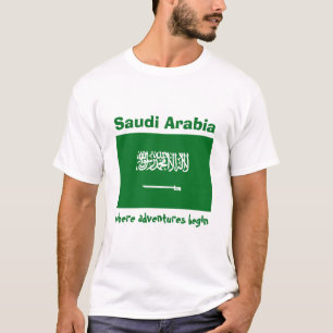 Saudi-Arabien-Flagge + Karte + Text-T-Shirt T-Shirt
