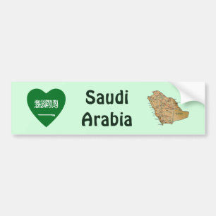 Saudi-Arabien Flaggenherz + Karte Autoaufkleber