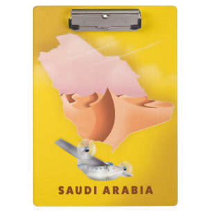 Saudi-Arabien illustriertes Reiseplakat. Klemmbrett