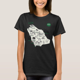 Saudi-Arabien Karte Handgemalt KSA Attraktionen Ci T-Shirt