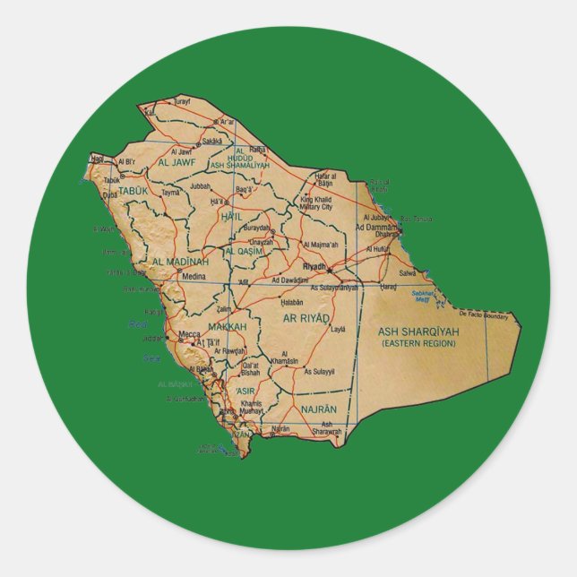 Saudi-Arabien Kartenaufkleber Runder Aufkleber (Vorderseite)