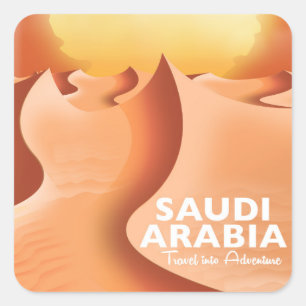 Saudi-Arabien Per Flugreiseplakat Quadratischer Aufkleber