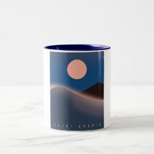 Saudi-Arabien-Reiseposter. Zweifarbige Tasse