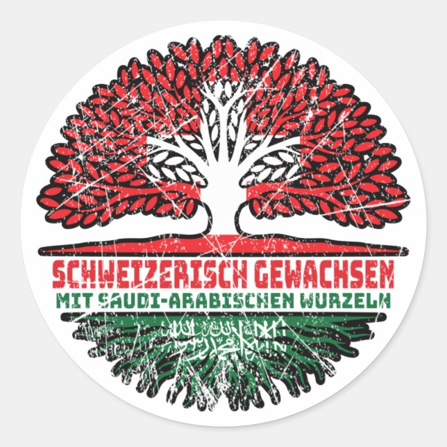 Saudi-Arabien Saudi-arabisch Schweizer Schweiz Runder Aufkleber (Vorderseite)