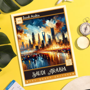 Saudi-Arabien   Vintage-Gemälde Postkarte