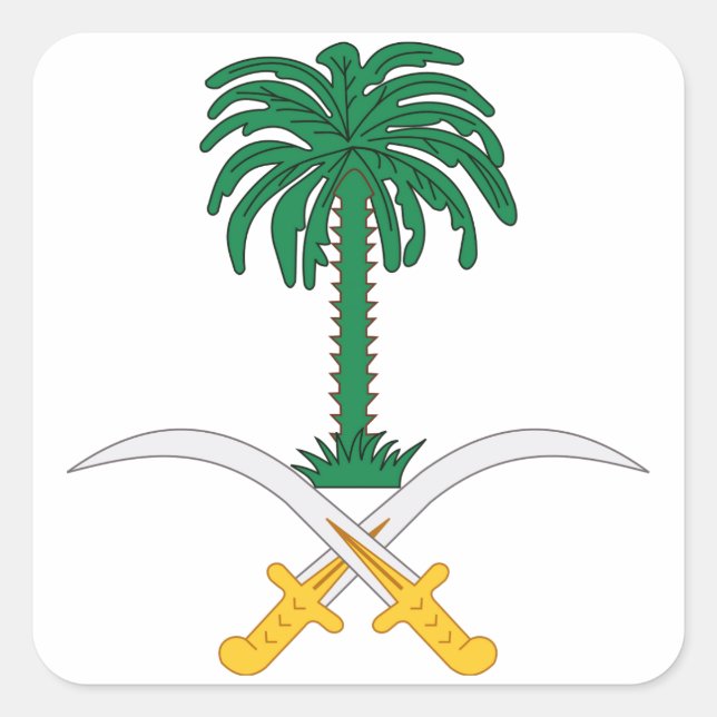Saudi-Arabien Wappen Quadratischer Aufkleber (Vorderseite)