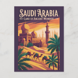 Saudi-Arabien Wüsten-Illustration Reise Kunst Retr Postkarte