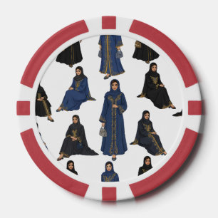 Saudi-Frauen in farbenfrohen Abayas-Muster Pokerchips