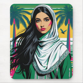 "Saudi-Pop Queen - Bold Heritage Art for National Mousepad