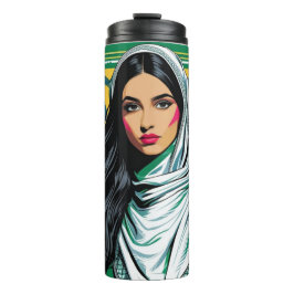 "Saudi-Pop Queen - Bold Heritage Art for National Thermosbecher
