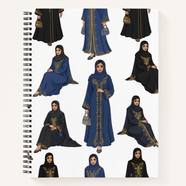 Saudi Women in Colorful Abayas Pattern Notizbuch (Vorderseite)