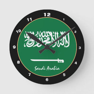 saudische Flagge, patriotische Zuhause/Design in S Runde Wanduhr