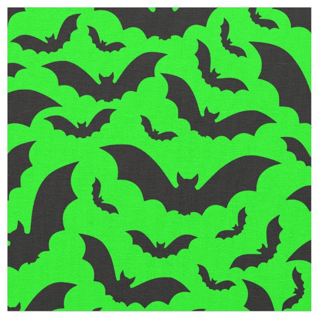 sauergrüne Halloween Vampirfledermäuse gothic Stoff (Nahaufnahme)