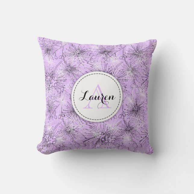 Sauerkirsche, lilly-pilly-floral lila Kissen (Vorderseite)