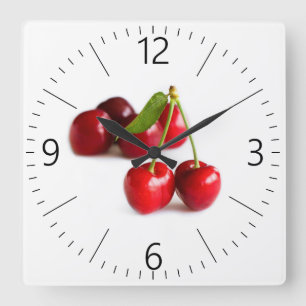 Sauerkirsche Quadratische Wanduhr