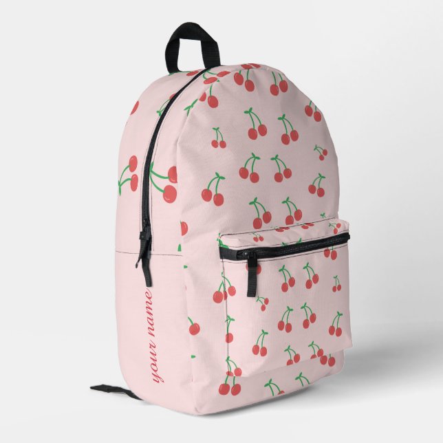 Sauerkirschmuster Bedruckter Rucksack (Rückseitige Ecke links)