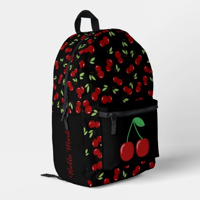 Sauerkirschmuster Bedruckter Rucksack (Rückseitige Ecke links)