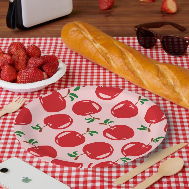 Sauerkirschmuster Pappteller (Picknick)