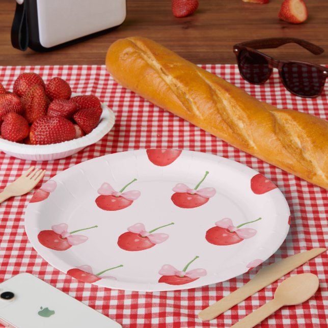 Sauerkirschmuster Pappteller (Picknick)