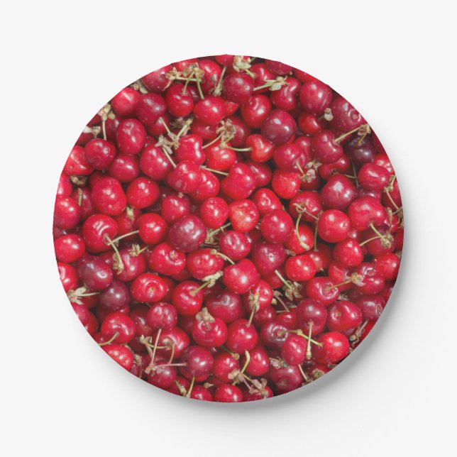 Sauerkirschmuster Pappteller (Vorderseite)