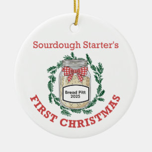 Sauerteig-Starter-Weihnachten: Namen hinzufügen Keramik Ornament