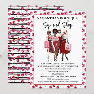 Sauf- und Einkaufs-Pop-Up-Shop Kirscheinladung Einladung