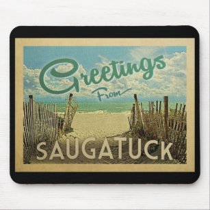 Saugatuck Beach Vintage Travel Mousepad