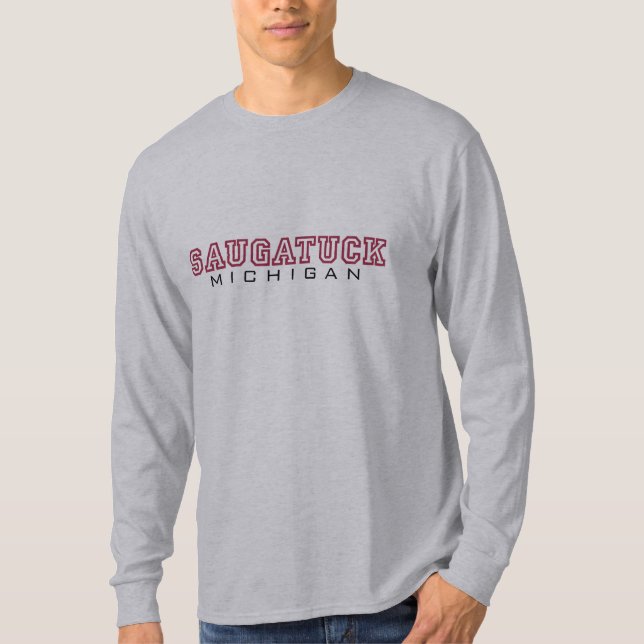 Saugatuck MI - Buchstaben T-Shirt (Vorderseite)