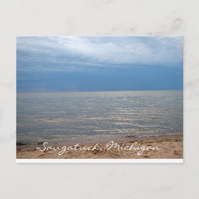 Saugatuck, ovale Strand-Postkarte Michigans Postkarte (Vorderseite)