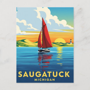 Saugatuck Sailboat Michigan Travel Postkarte