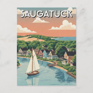 Saugatuck Segelboot Michigan Reise Postkarte