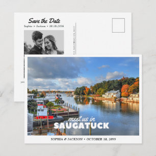 Saugatuk Hochzeit Save the Date Italien Reise Retr Postkarte
